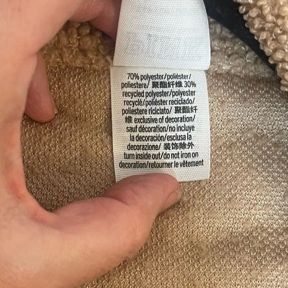 Pink snap front Sherpa lightweight jacket teddy fleece light brown small - Picture 5 of 7